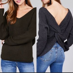 NWT V-neck Criss Cross Back Sweater